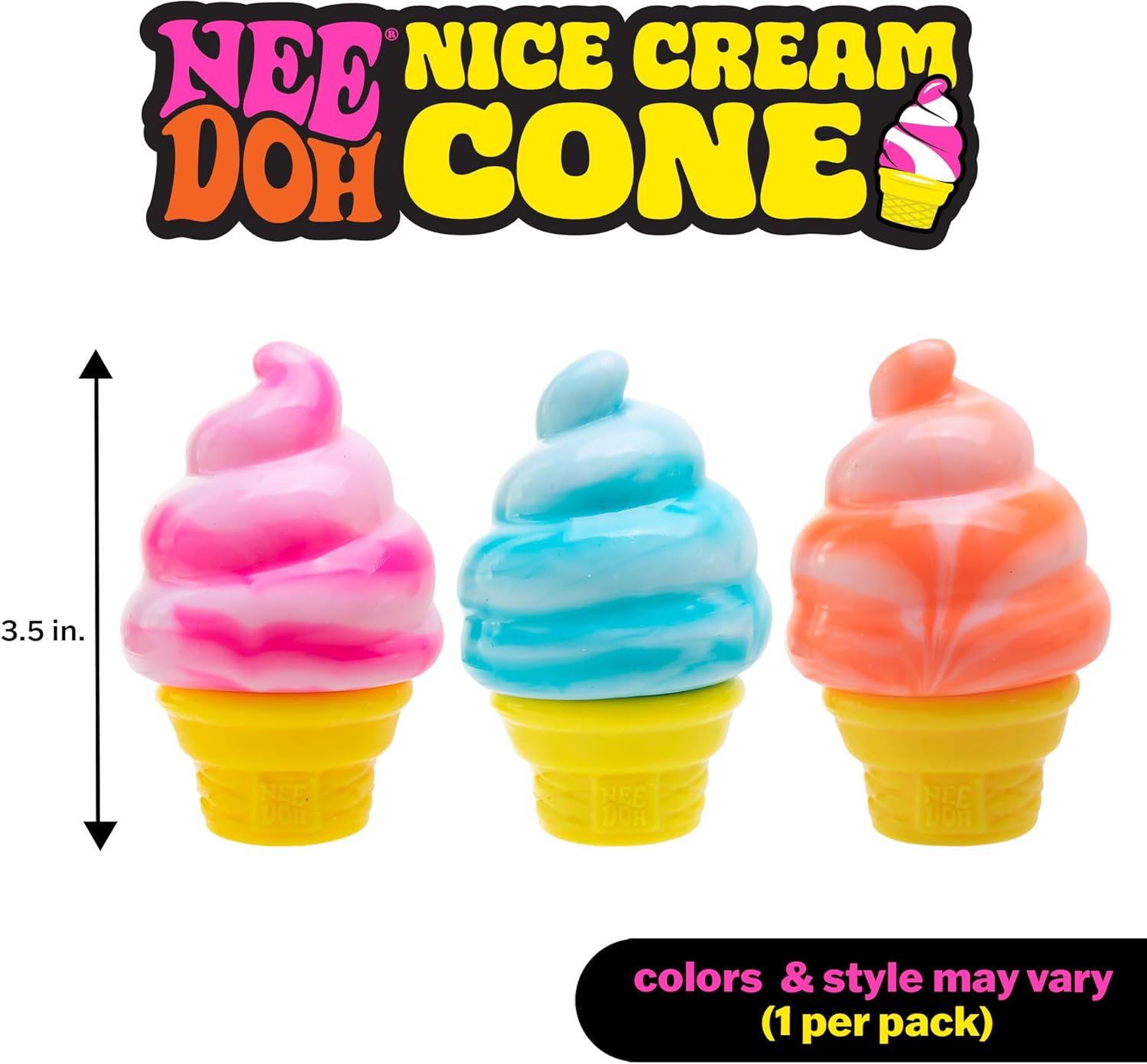 Schylling Needoh Nice Cream Cone - Sensory Squeeze Toy - Colors May Vary