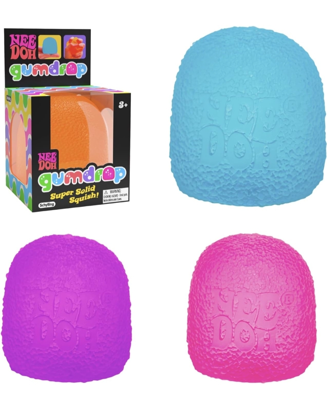 Schylling NeeDoh Gumdrop - Textured Sensory Toy with Super Solid Squish - 2.5" Tall - Colors May Vary (Pack of 1)