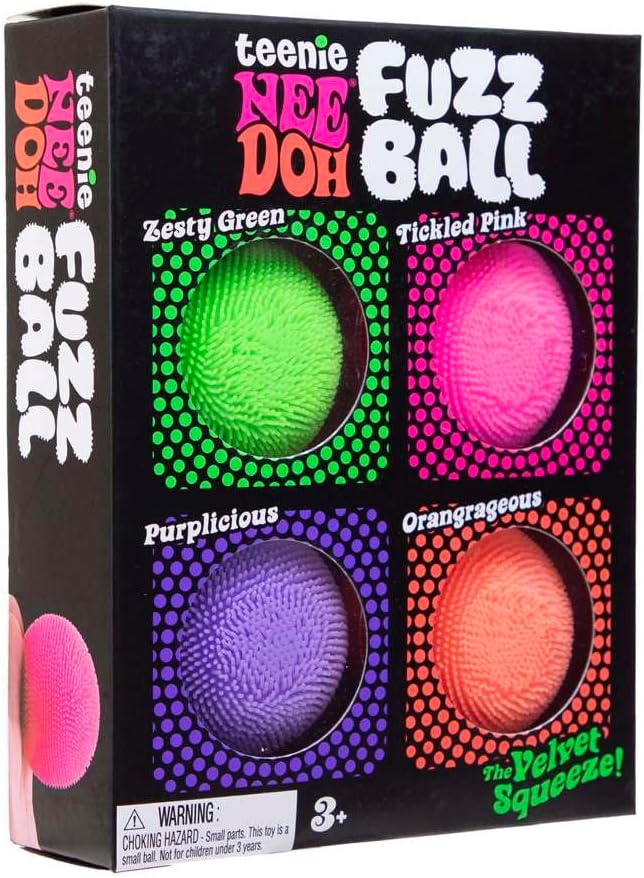 NeeDoh Teenie Fuzz Ball Stress Ball 4-Pack [RANDOM Colors!]